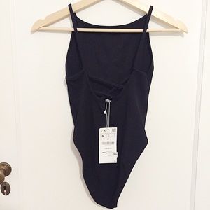 Zara Trafaluc Black Bodysuit with CrissCross Back